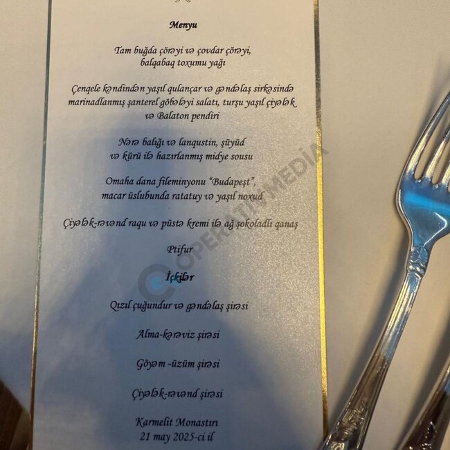 Prezidentlərə təqdim olunan yemək menyusu - Foto